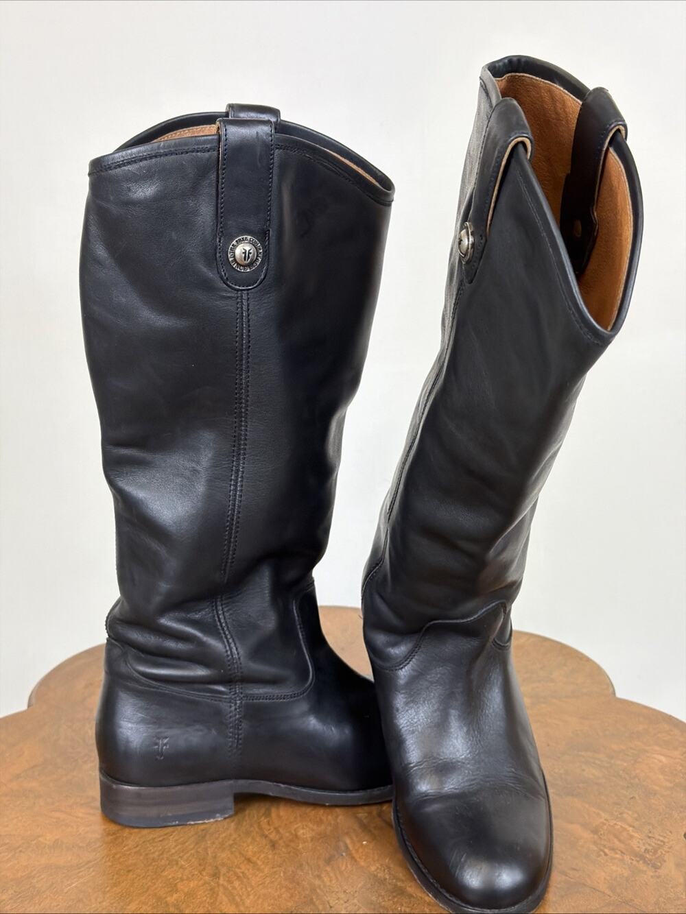 Frye Melissa Riding Boots Black Leather Equestrian Womens 7.5 Ladies Knee High